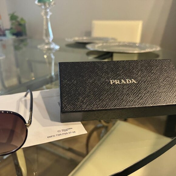 Prada PR 66XS 2AU6S1 Havana Metal Round Sunglasses Brown Gradient Lens - Picture 7 of 10
